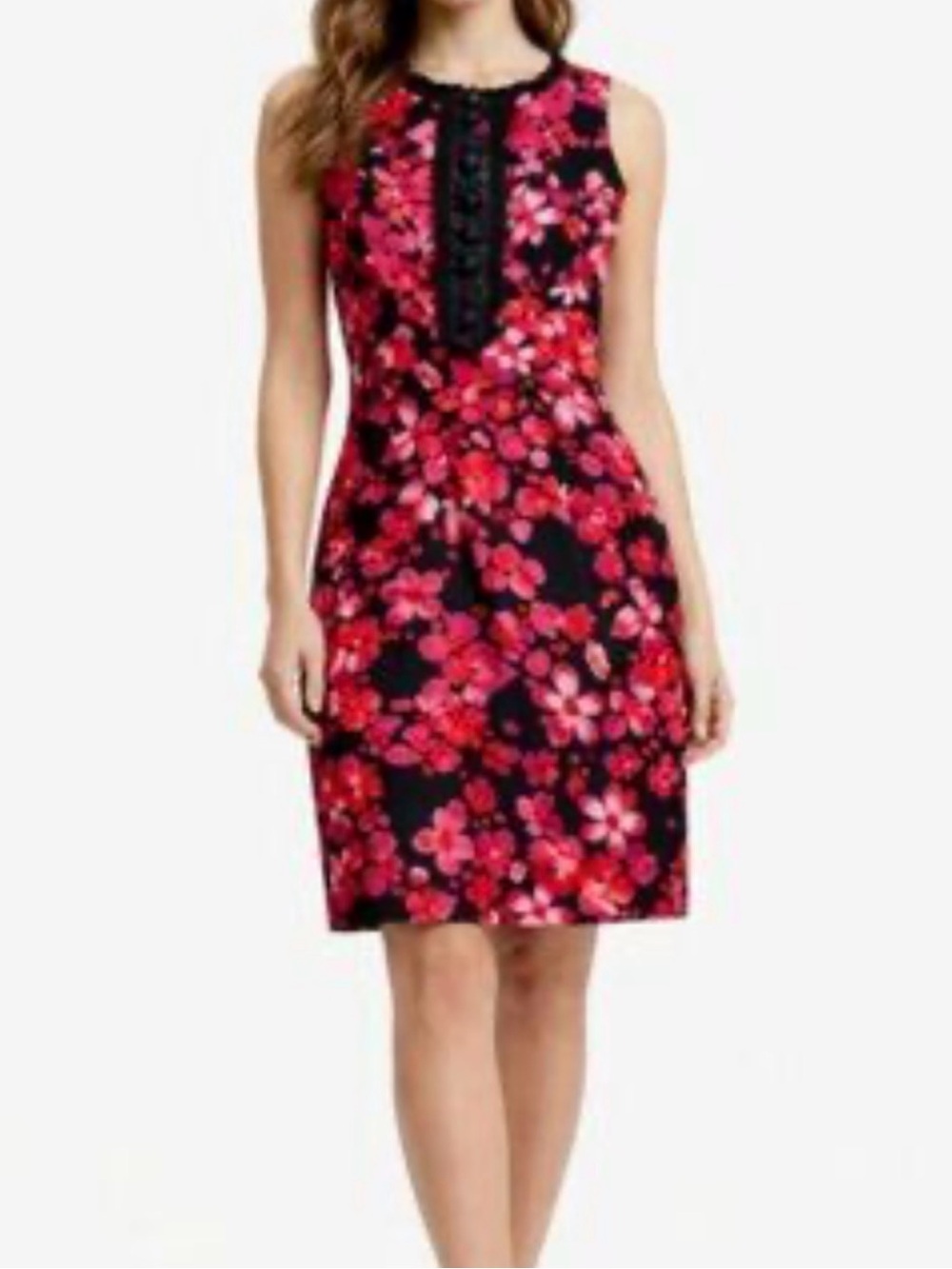 London Times Floral Dress in Red and Black 4